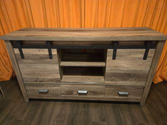 Rustic Barn Door TV Stand with Drawers