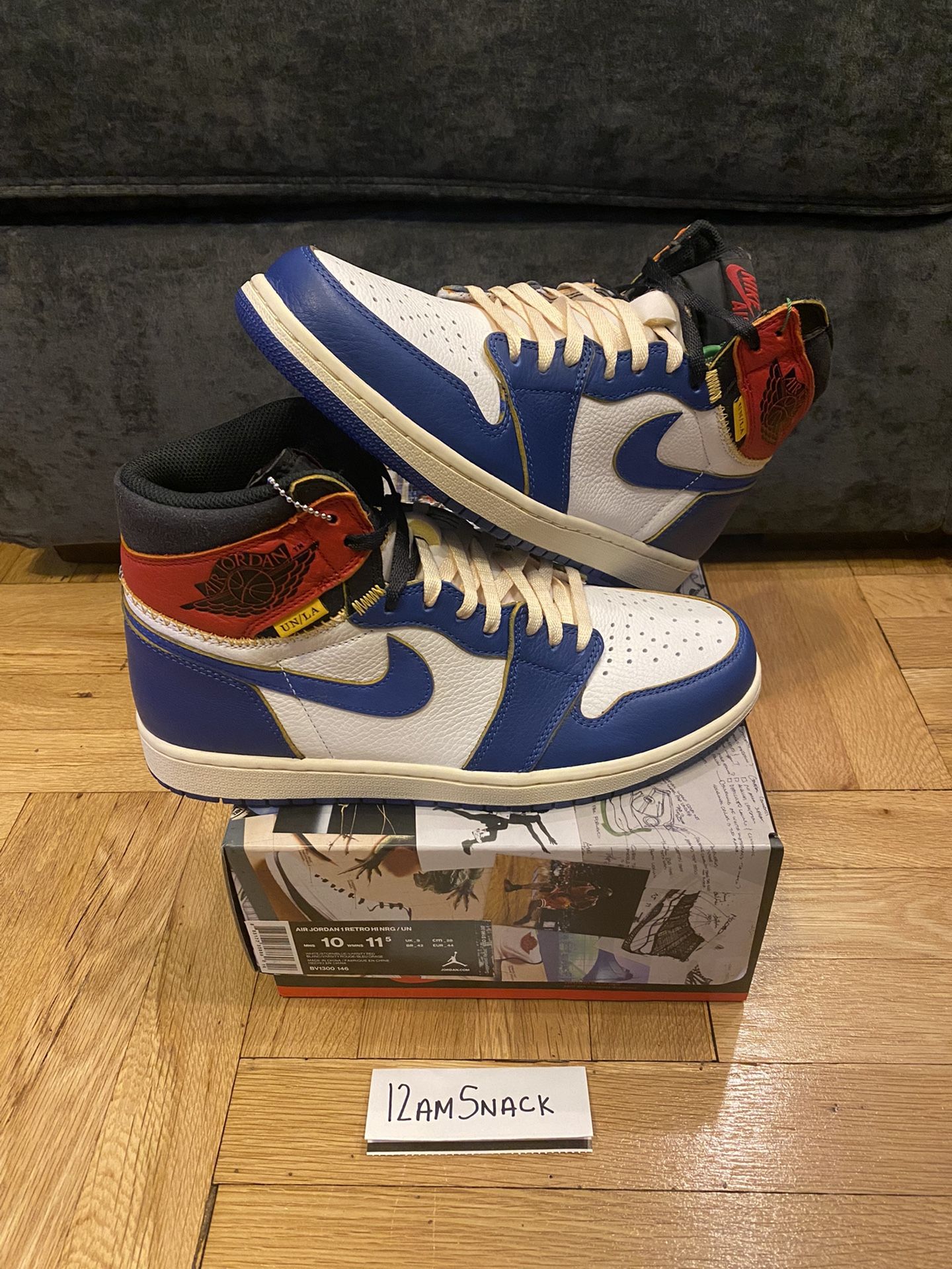 Jordan 1 Retro High Union Los Angeles Blue Toe Size 10
