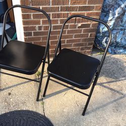 Two Fold Up Chairs No Backs Work Great Metal 