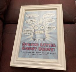 DAVE PRESSLER -STUPID LITTLE ROBOT BUDDY -SDCC 2007 framed print signed Rare!