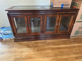 Wood and Glass Display Cabinet Sideboard