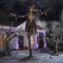 HOME ACCENTS HOLIDAY 15 ft. Gruesome Grounds Giant-Sized Animated LED Worricrow Halloween Outdoor Scarecrow
