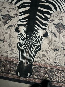 Zebra print rug, barely used nonslip bottom it’s been sterilized