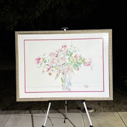 Large Signed Floral Framed Print – “Rubrum Bouquet” by Lynn Larson 