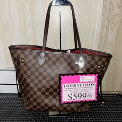 96091 Louis Vuitton Damier Ebene Canvas Never full Shoulder Tote Bag W/MM Pouch 570236