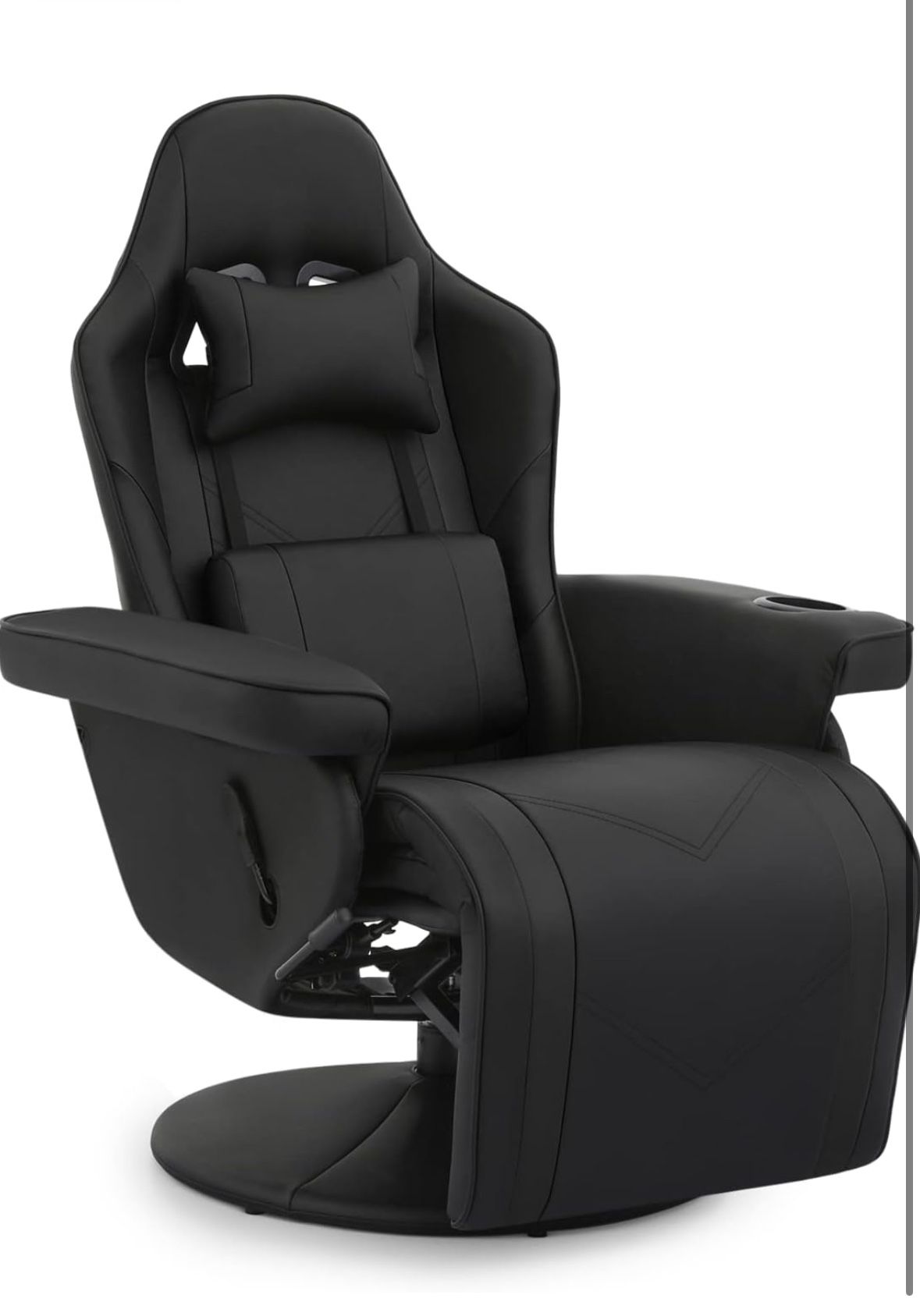 Gaming Recliner Chair - PU Leather, Adjustable Lumbar Support & Headrest with Back Massager
