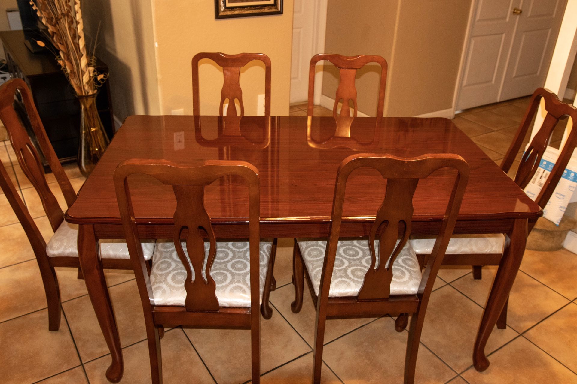 Cherry wood 7 piece dining table