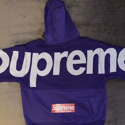 Supreme Big Logo Jacquard Hooded Sweatshirt Purple Size Large