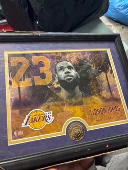 Lebron James lakers collector coin and picture
