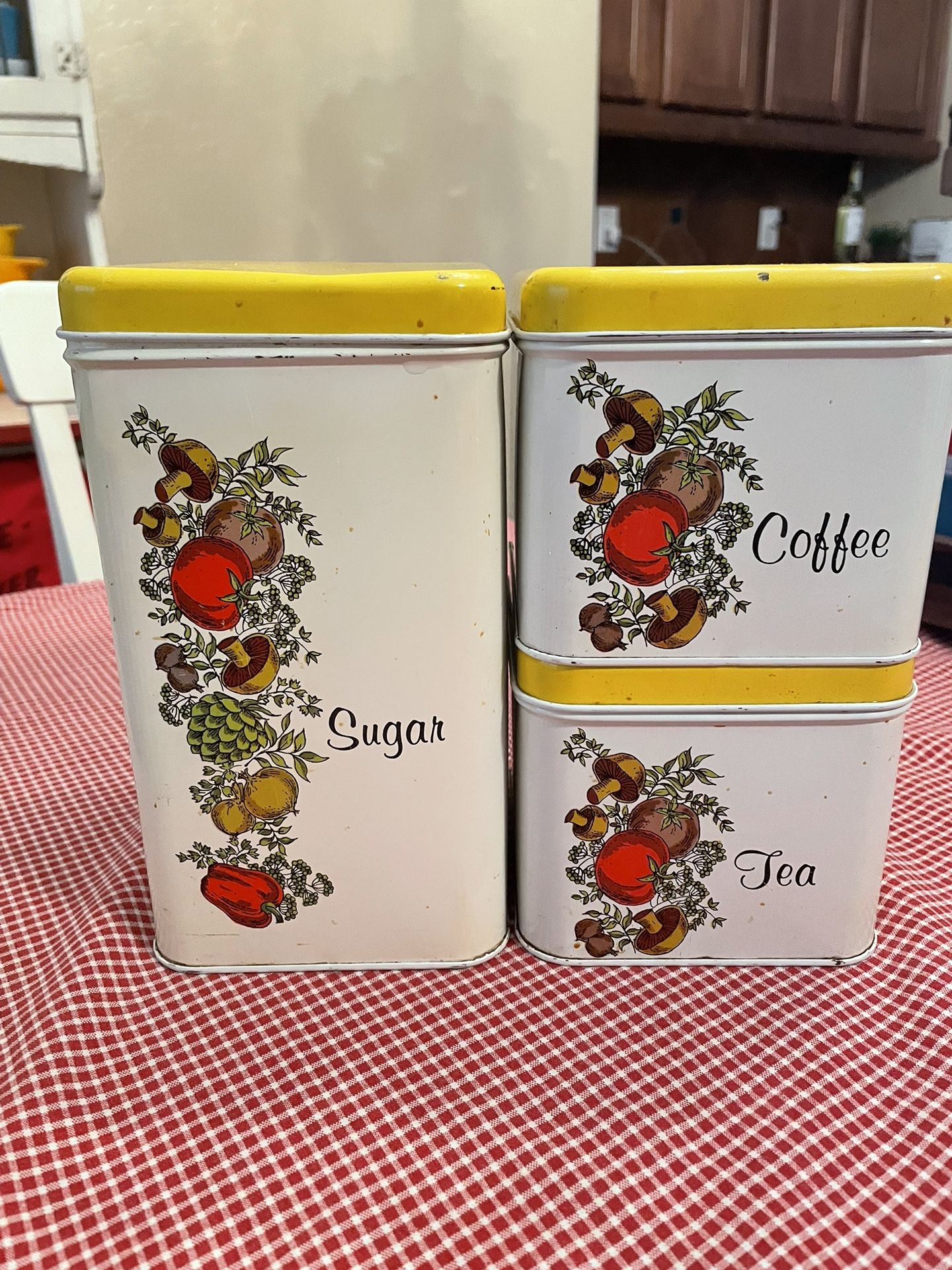 Vintage Metal Canister Set Of 3, 1970s