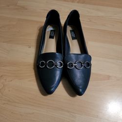 Dark Blue, Pointed Flats.
