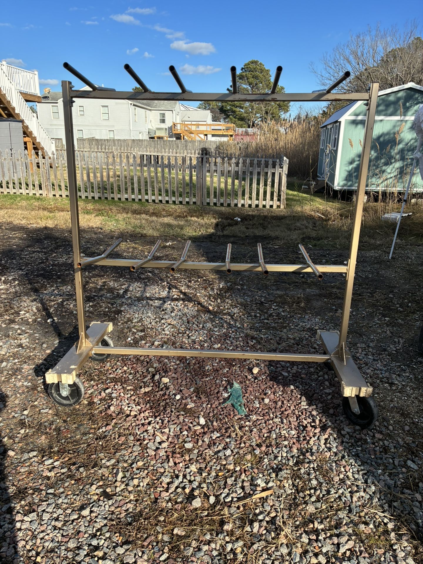 Rolling 2 Tier Folding Chair Cart Chair Rack Chair Dolly Large 7.5” Wheels