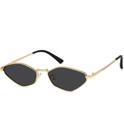 Sunglasses for Women Trendy Vintage Polygon Small Shades Metal Frame UV Protection