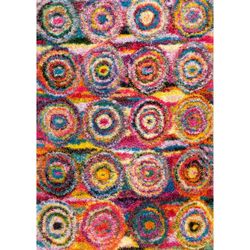 Verduzco Bohemian Circles Pink/Yellow/Multi Shag Rug