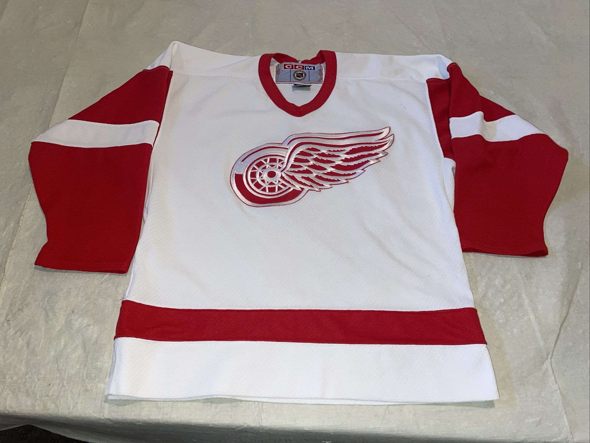 Youth L/xl Jersey Detroit Red Wings Ccm Jersey Vintage 90S White Clean Euc Mic