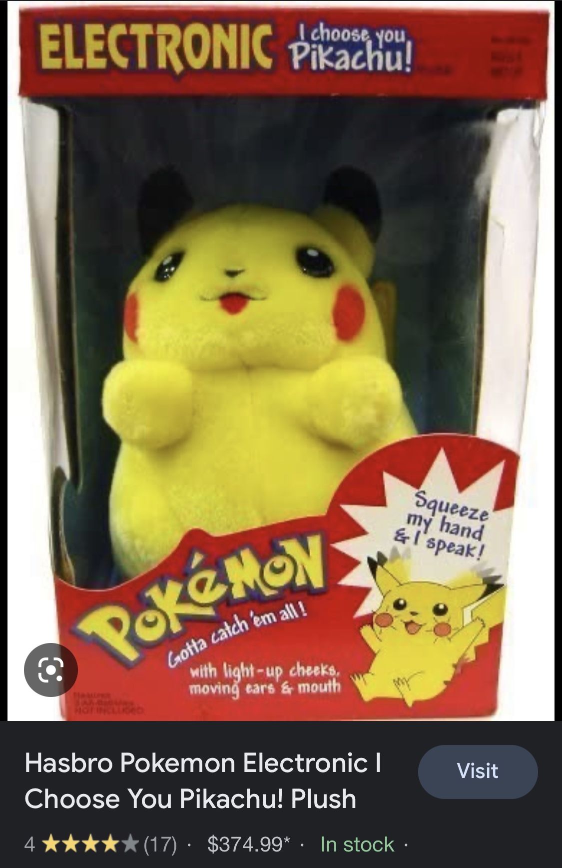 1998 pikachu plush sale