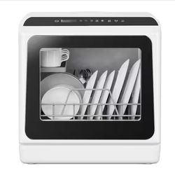 SIMZLIFE 17 in. Portable Countertop Dishwasher in White with 6-Cycles, 4-Place Settings Capacity, and 40 dBA