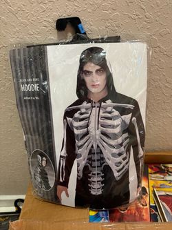 Black and Bone Skeleton Hoodie Costume Adult L/XL