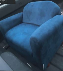 Mini Plush Chair & Accent Pillow Furniture Style Bed, Navy Blue