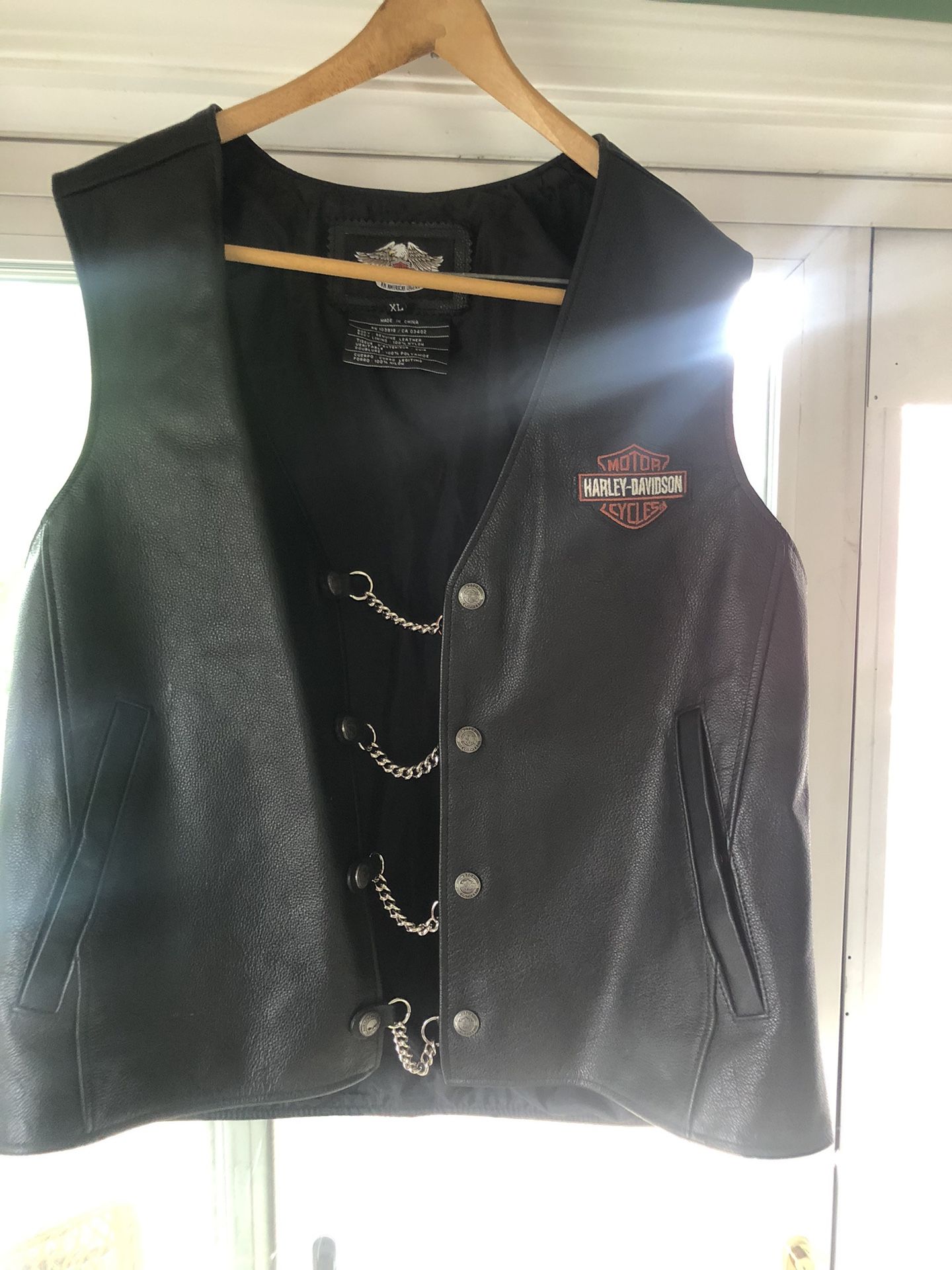 Harley Davidson motorcycle leather vest in excellent shape.