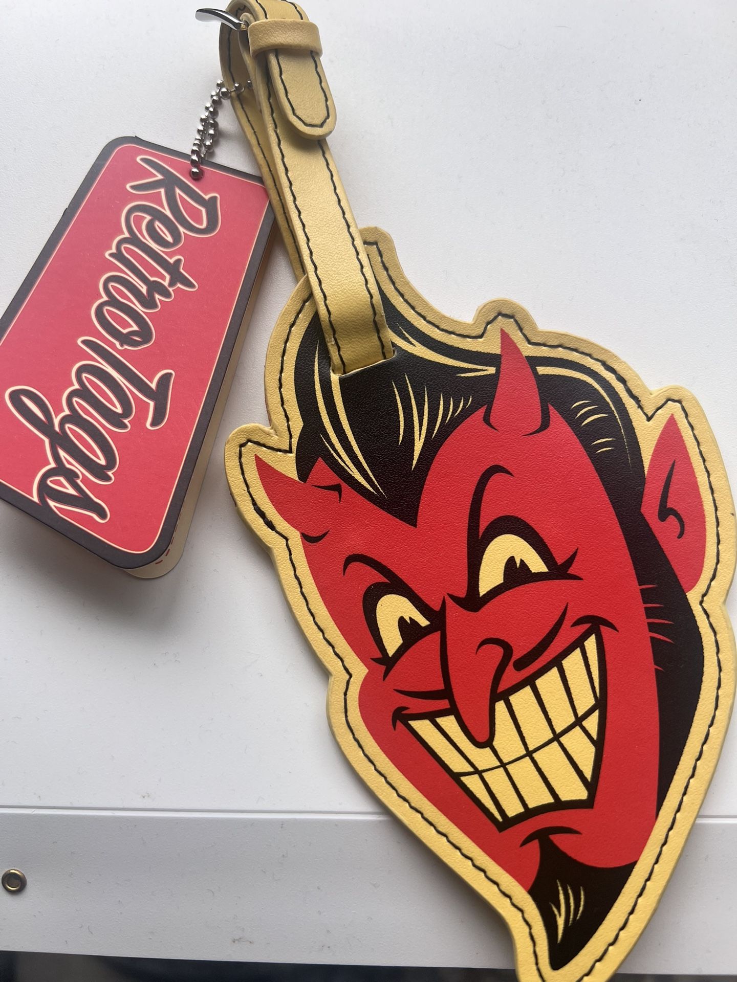 NWT Flapjack Devil Retro Red Yellow Devil Travel Large Vibrant Luggage Tag