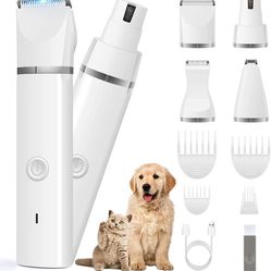 Veeconn Dog Clippers Grooming Kit Hair Clipper-Low Noise Paw Trimmer- Rechargeable - Cordless Quiet Nail Grinder Shaver for Cats and Other Pets