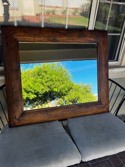 Vintage Rustic Wood Framed Wall Mirror