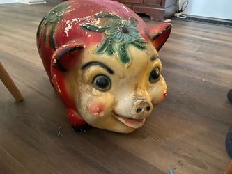 Vintage Mexican Chalkware Pig from 1960s or 70s