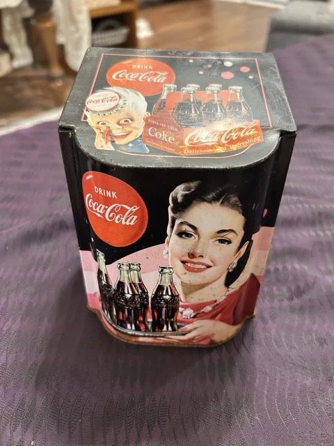 1998 COCA COLA COMPANY BRAND HAVE A COKE FLIP TOP STORAGE TIN BOX CONTAINER