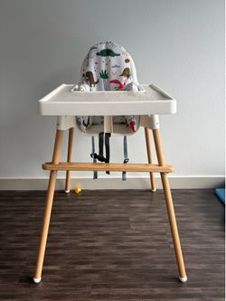IKEA high chair with accessories