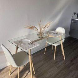 Modern White Kitchen Table Set