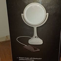 Makeup Mirror with LED Light and Bluetooth Speaker and Microphone