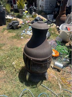 Rustic Outdoor Chiminea / Patio Fireplace – Heavy Metal Fire Pit #2