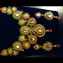 Necklace And Earrings Set. Gold Plated.