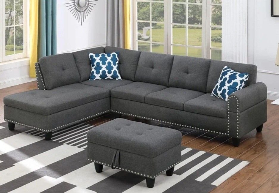 BEAUTIFUL L Shape Sectional Couch, Modern 4-Seaters Living Room Se