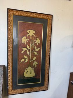Vintage Large Framed Floral Wall Art 48”x26”