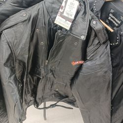 3XL Live To Ride Leather Biker Jacket With Patches