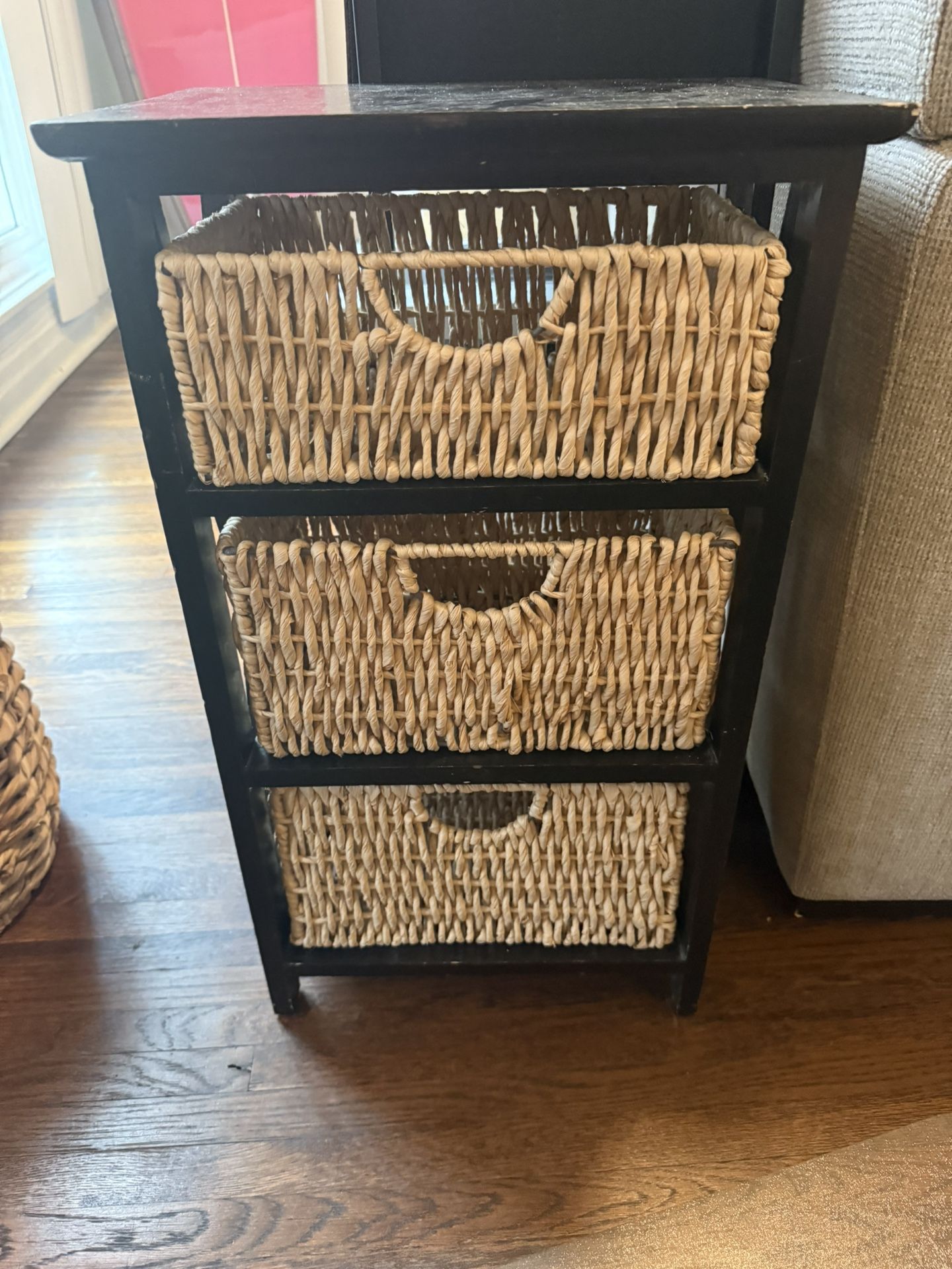 Rattan & Wood 3 Drawer Storage Unit