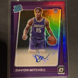 2021 Davion Mitchell Rated Rookie Purple Auto #155 Sacramento Kings
