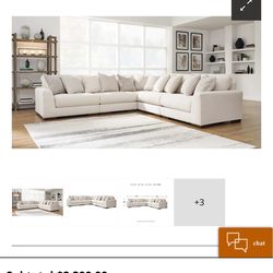 5 Piece Sectional And Oversized Ottoman Natural Lyndeboro