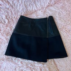 Vintage Halogen Black Faux Leather Mini Skirt 