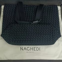 NEW Naghedi Como Shopper Tote ONYX Handwoven Neoprene with Dust Bag
