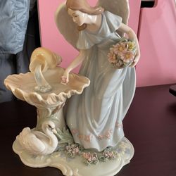 O’well Vintage Large Porcelain Swan Angel Fountain Figurine 