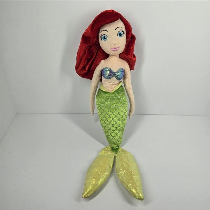 Disney Store Ariel The Little Mermaid Plush 18" Stuffed Animal Siren Princess