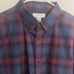 Calvin Klein Plaid Flannel Shirt Men’s Medium Slim Fit
