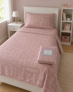 New Twin XL 3 Piece Sheet Set – Pink Inspirational Words