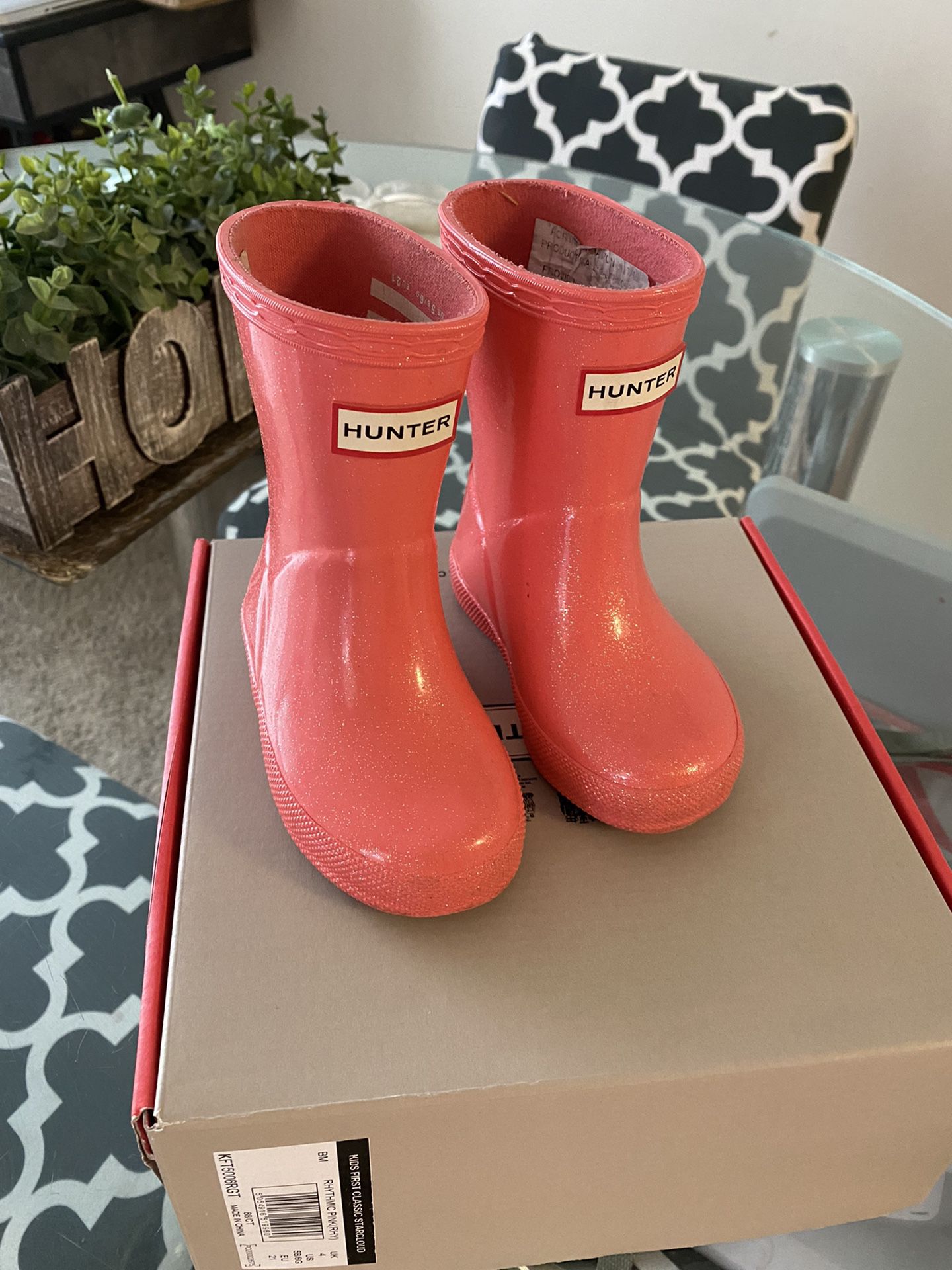 Toddler Hunter Rain Boots Size 5/6 Rain Jacket Size 12/18