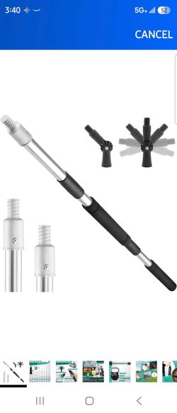 Paint Roller Extension Pole with Swivel,2Ft to11Ft Multi-Purpose Splice Extension Pole Long Handle with 180 Degree Swivel Head