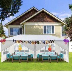 10 ft. x 20 ft. Wedding Party White Canopy Tent Outdoor Gazebo with 6 Removable Sidewalls for Backyard, Birthday Party,1,!!!%%