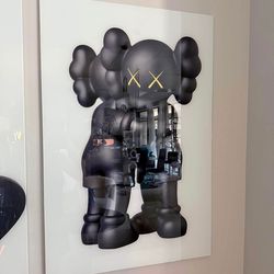 Kaws tempered glass wall art 36"x24"